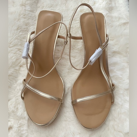 Gold Strappy Heeled Sandals • Metallic Open Toe • Elegant Party Heels - Picture 7 of 13